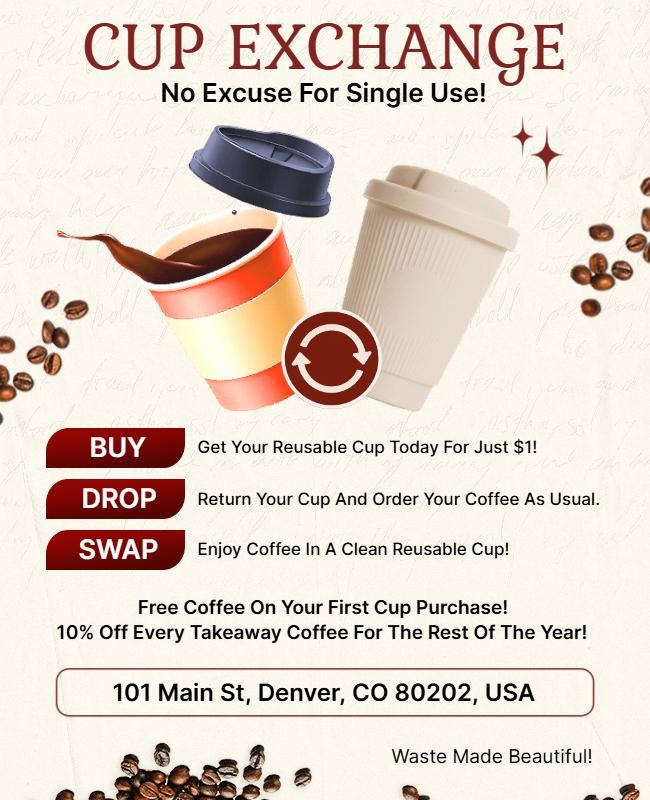 Reusable Cup Exchange Program Flyer Template