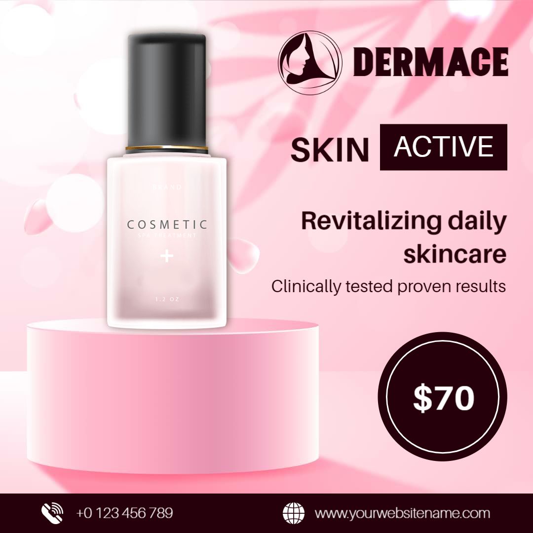 Revitalizing Pink Skincare Cosmetic for Daily Use Ad Template