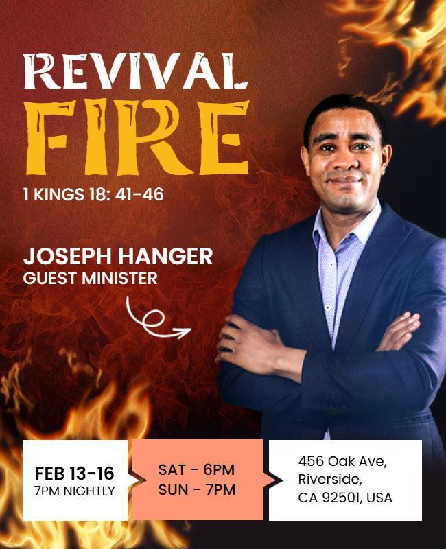 Revival Fire Religious Event Flyer Template