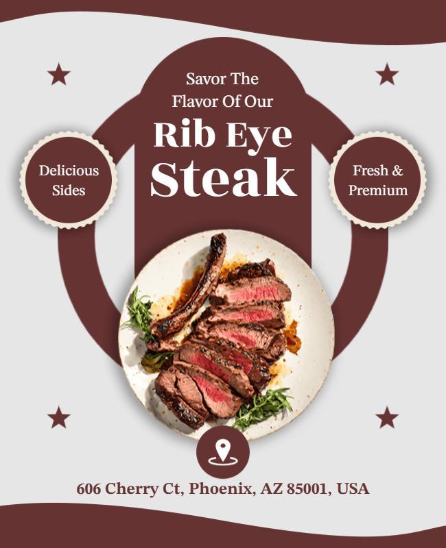 Rib Eye Steak Restaurant Promotion Flyer Template