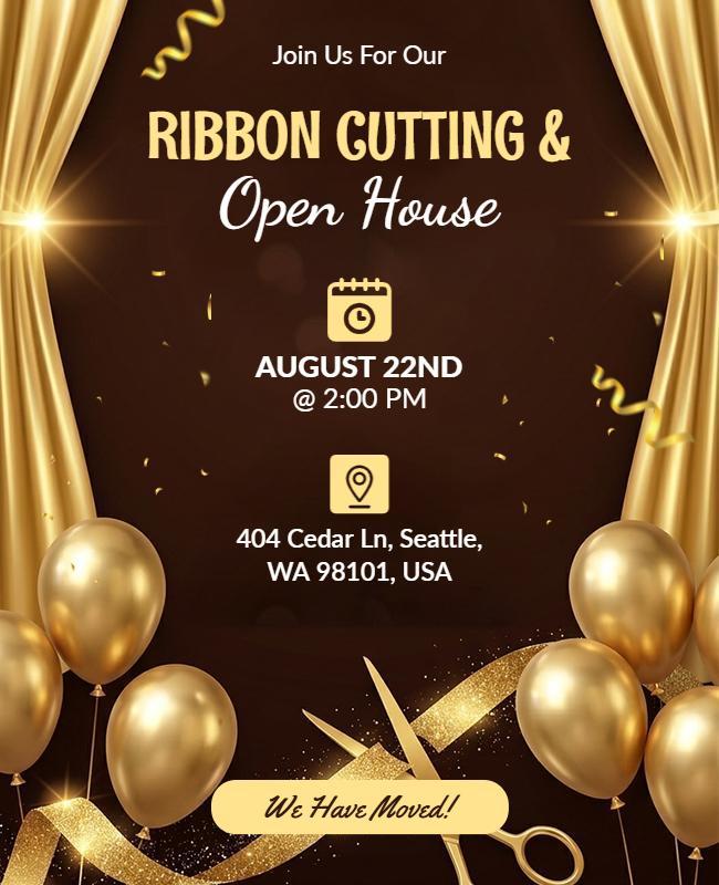 Ribbon Cutting and Open House Event Flyer Template