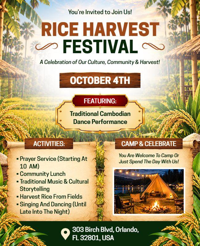 Rice Harvest Festival Cultural Celebration Flyer Template