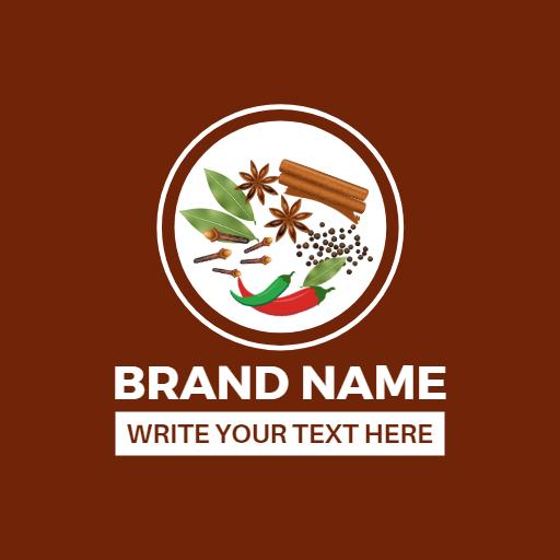 Rich Brown Background with Various Spices and Herbs Logo Template