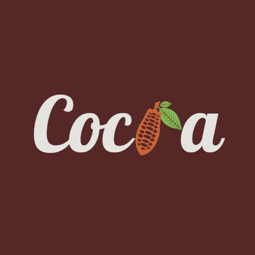 Rich Brown Cocoa Logo with Cocoa Pod and Leaf Elements Logo Template