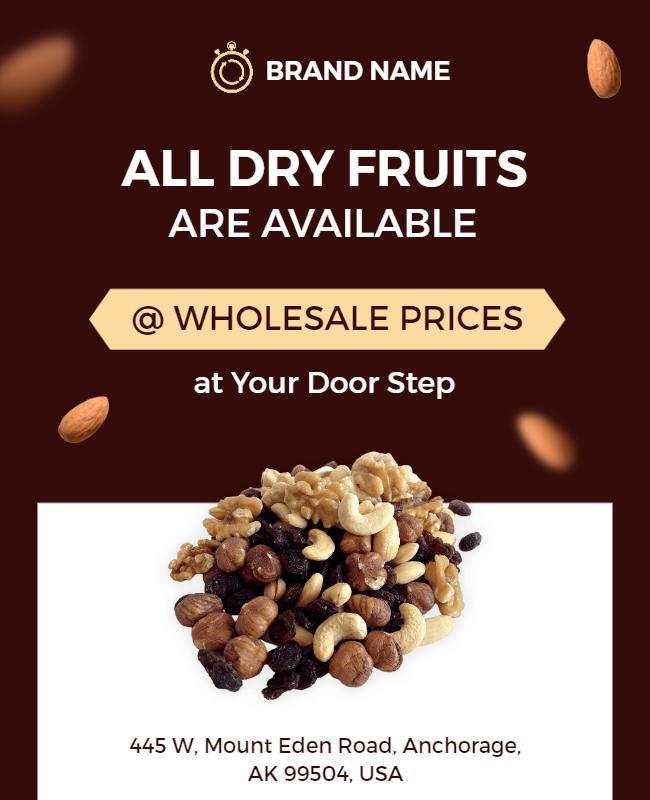 Rich Brown Wholesale Dry Fruits Delivery Poster Template