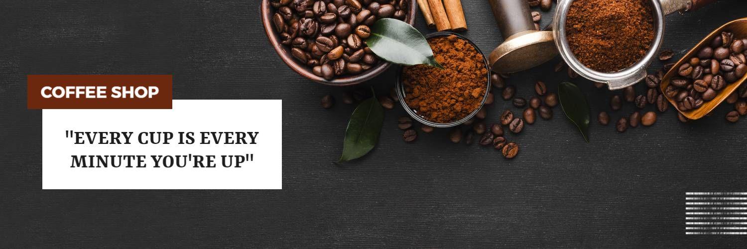 Rich Coffee Elements and Inspirational Quote Coffee Shop Twitter Banner Template