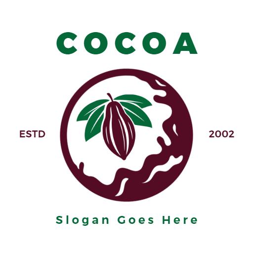 Rich Dark Brown Cocoa Design with Leaf Element Logo Template