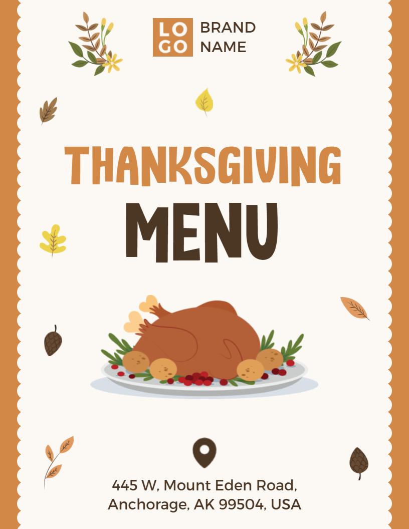 Rich Heritage Turkey and Flavorful Salmon Entrees Thanksgiving Menu Template
