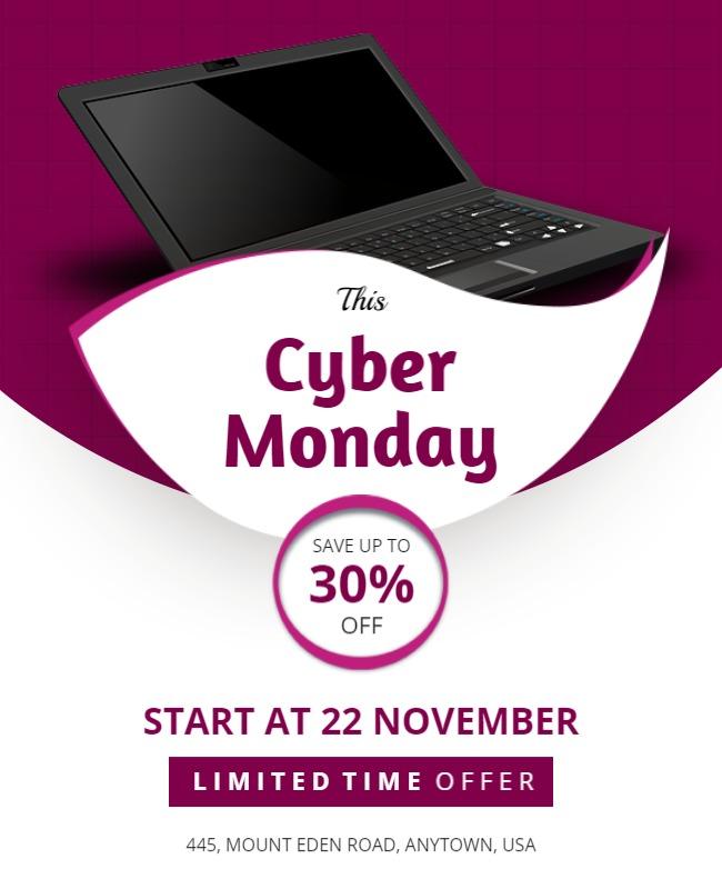 Rich Purple Cyber Monday Flyer Template