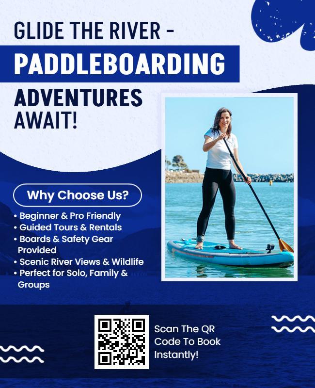 River Paddleboarding Adventure Experience Flyer Template