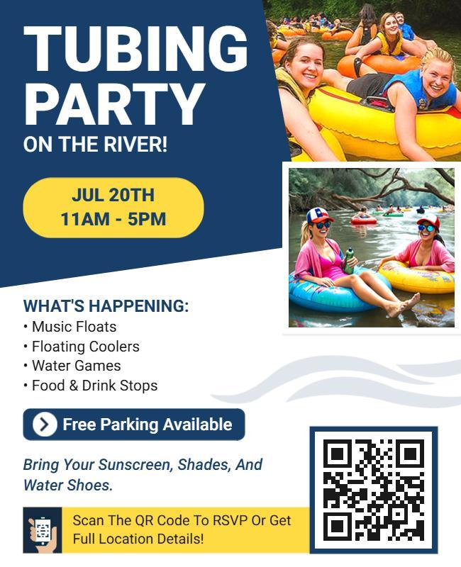 River Tubing Adventure Party Flyer Template