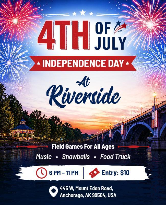 Riverside 4th of July Evening Festival Flyer Template