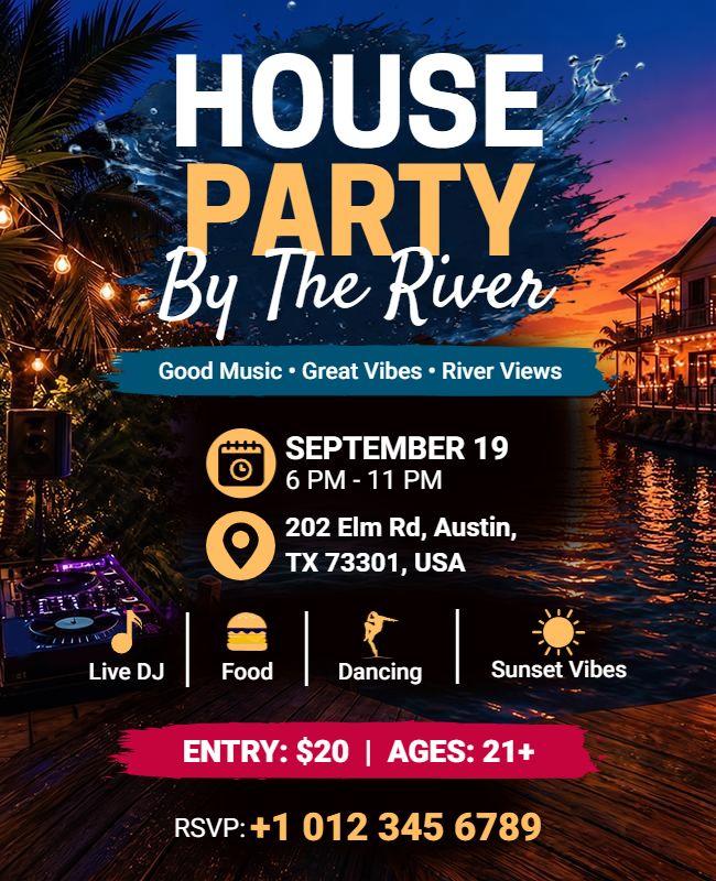 Riverside House Party Event Flyer Template