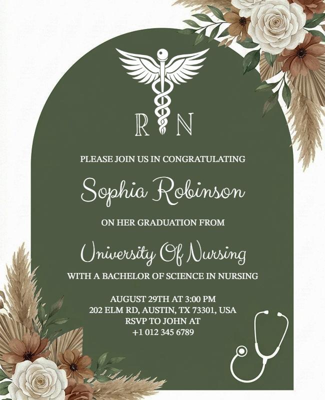 RN Graduation Announcement Invitation Flyer Template