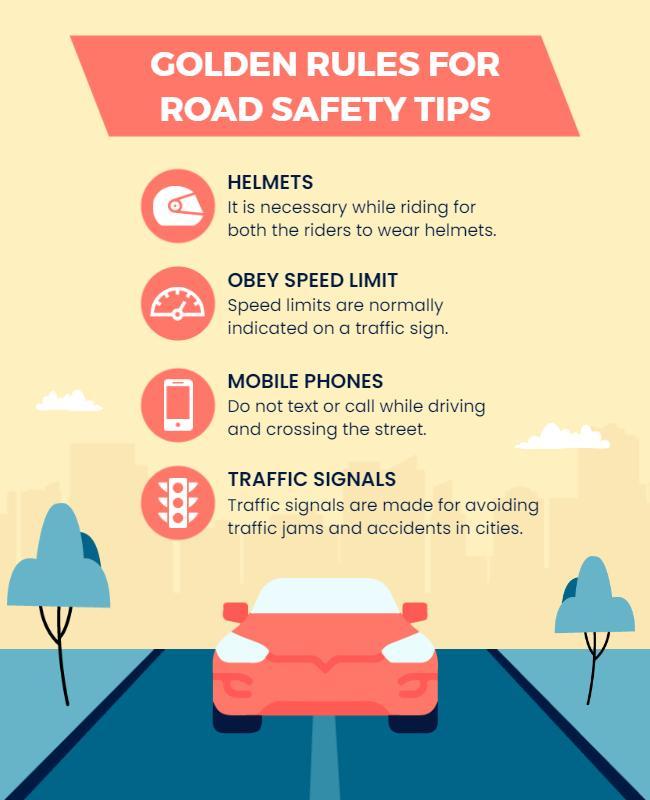 Road Safety Tips with Rules Flyer Template