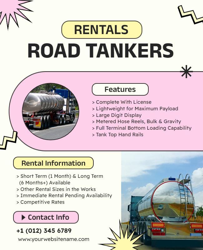 Road Tankers Rentals Information Flyer Template