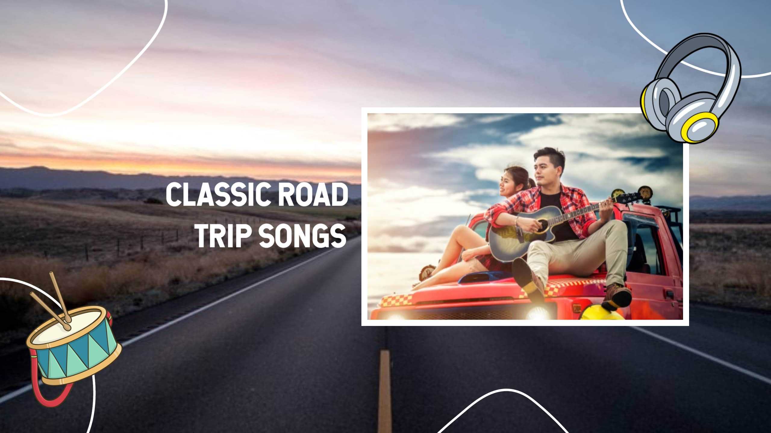 Road Trip Vibes and Classic Songs Playlist YouTube Banner Template