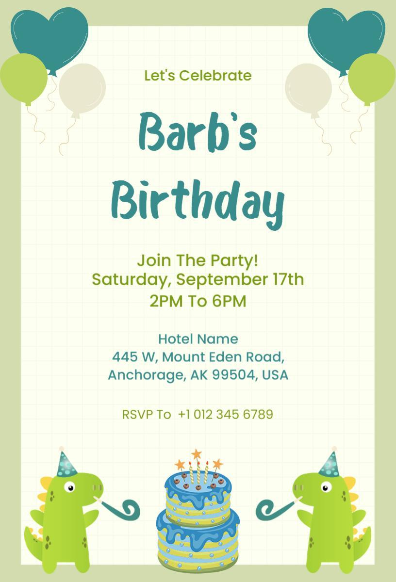 Roaring Dinosaur Adventure Birthday Celebration Invitation Template