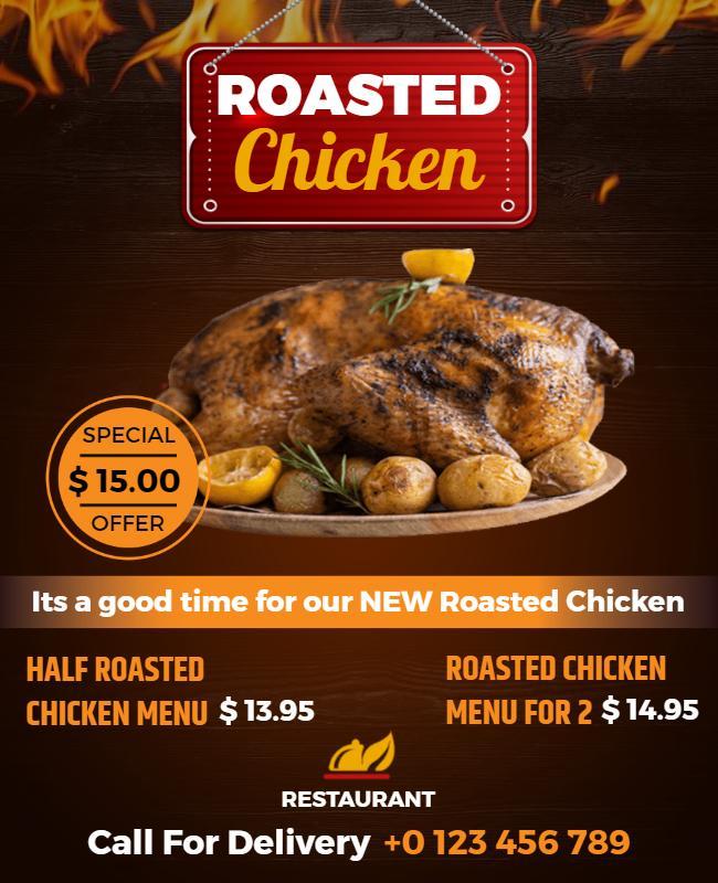 Roasted Chicken Restaurant Special Flyer Template