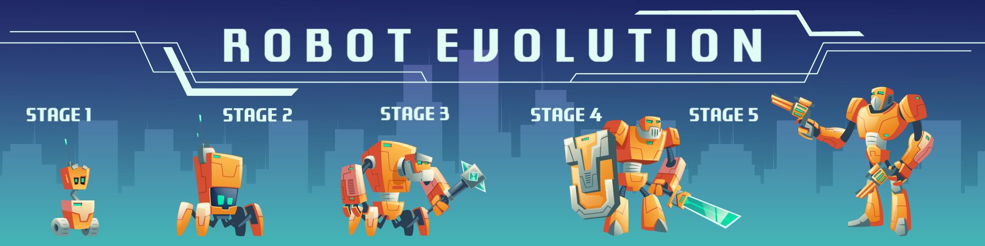 Robot Evolution and Futuristic Design for Twitch Banner Template