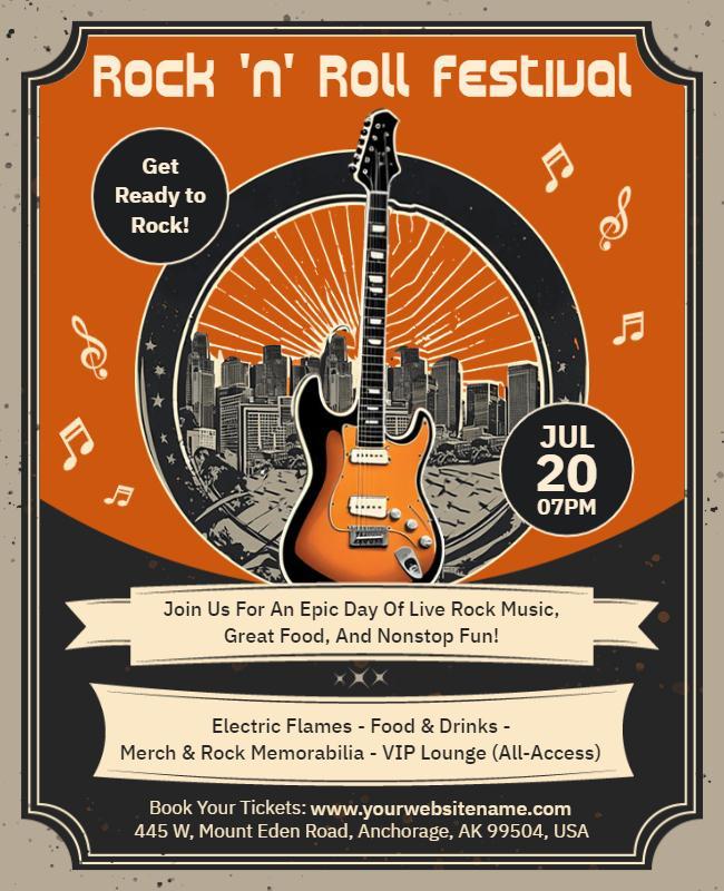 Rock and Roll Music Festival Flyer Template