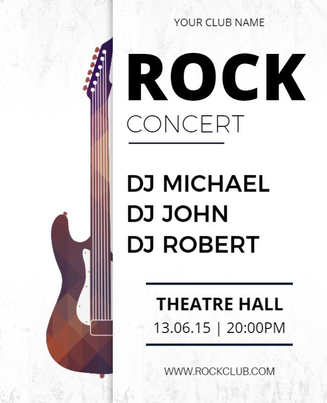 Rock Concert Event Flyer with Guitar Design Template