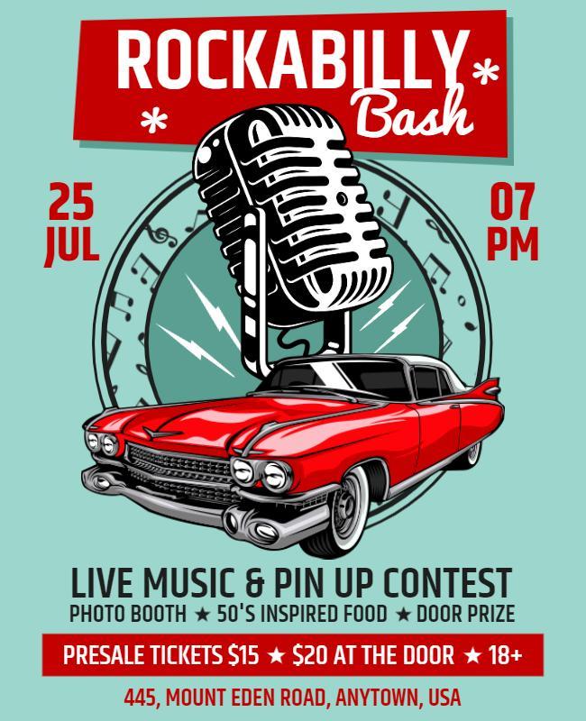 Rockabilly Bash with Live Music Flyer Template