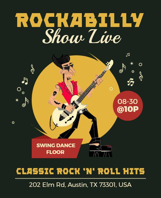 Rockabilly Live Show Rock Roll Flyer Template