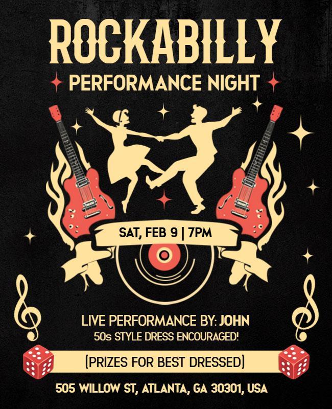 Rockabilly Music Performance Night Flyer Template