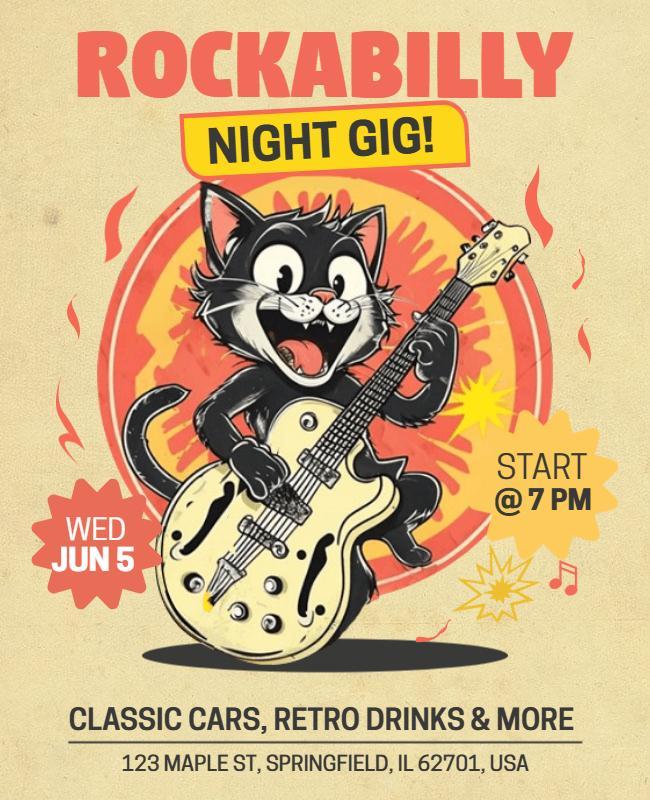 Rockabilly Night Gig Music Event Flyer Template