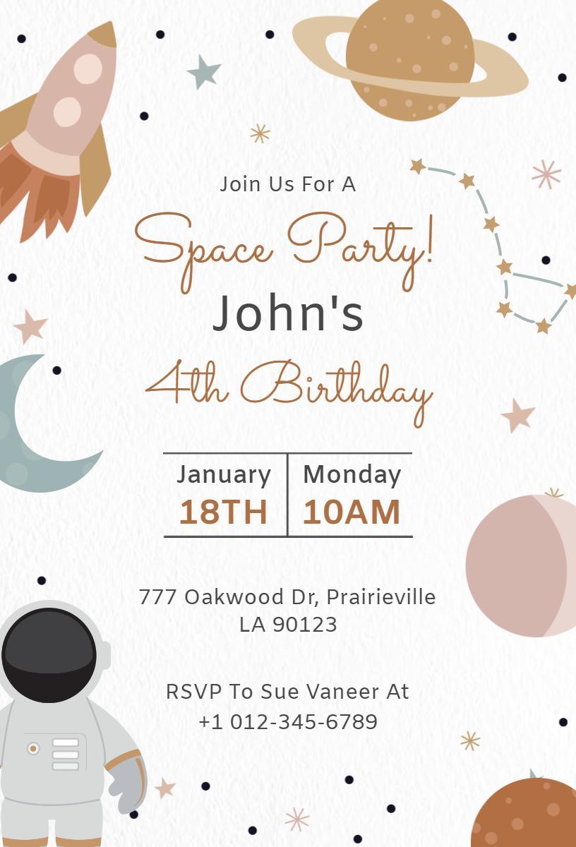 Rocket Adventure Space Birthday Celebration Invitation Template