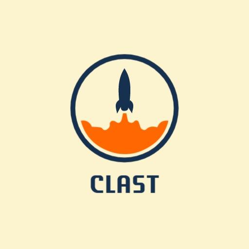 Rocket Launching into Space with Vibrant Orange Flames Logo Template