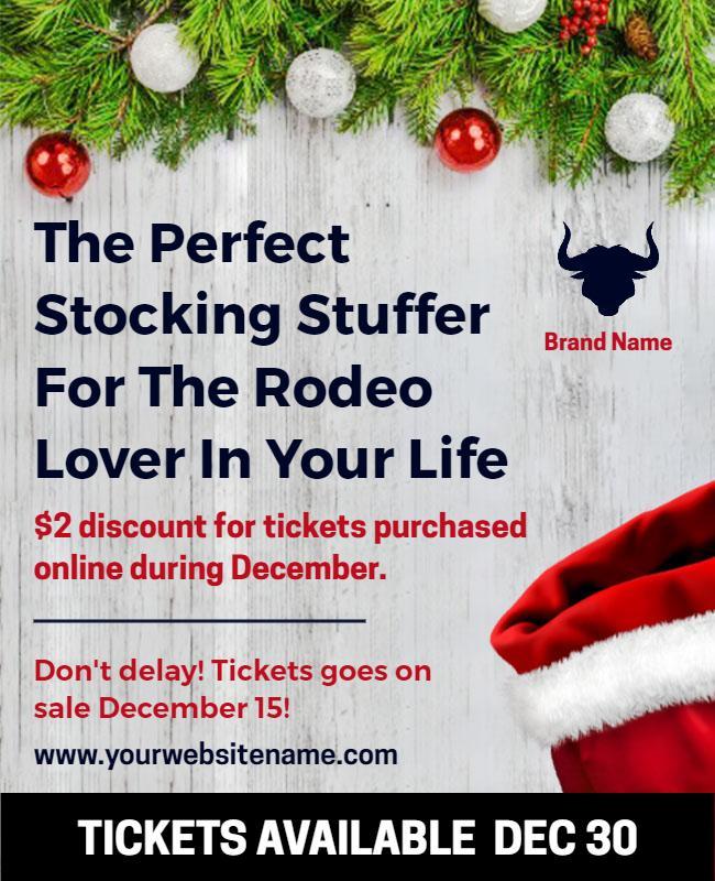 Rodeo Christmas Gift Ticket Promotion Flyer Template