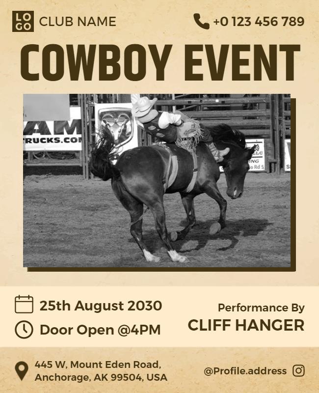 Rodeo Cowboy Event Performance Flyer Template