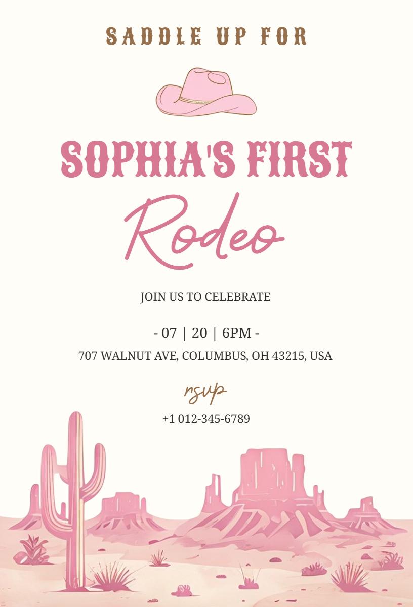 Rodeo Cowgirl Birthday Celebration Invitation Template