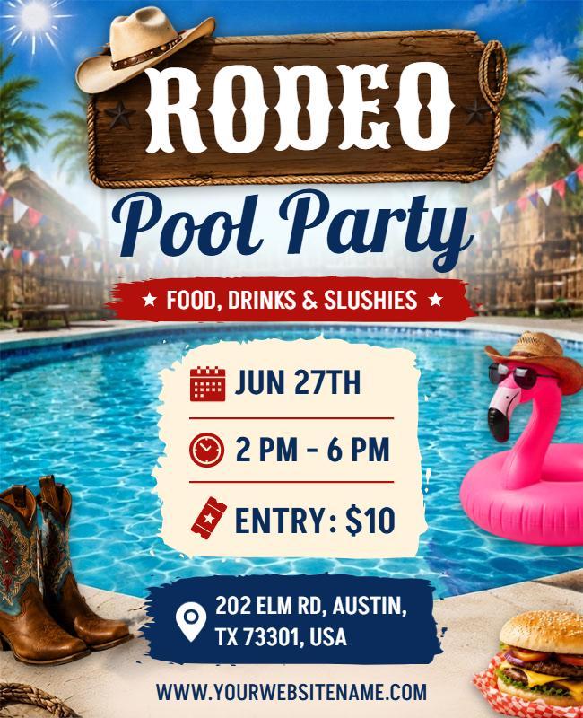 Rodeo Pool Party Event Flyer Template