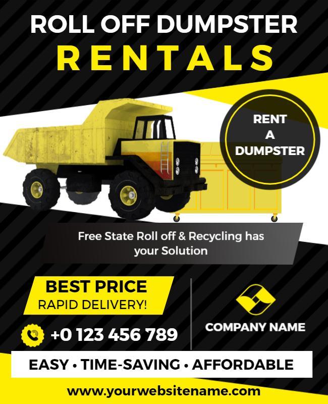 Roll Off Dumpster Rental Services Flyer Template