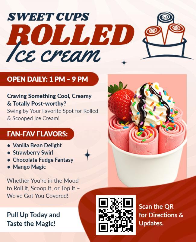 Rolled Ice Cream Shop Promotion Flyer Template