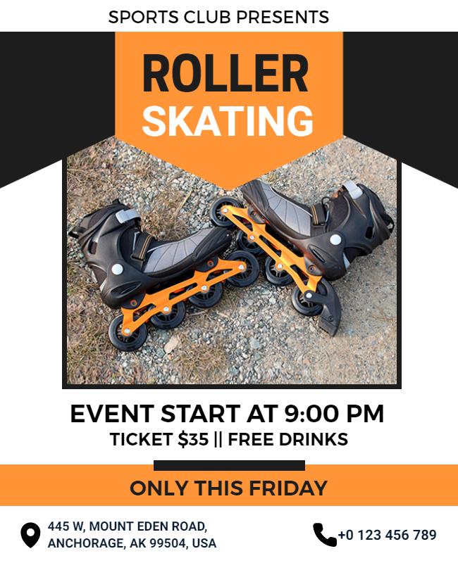 Roller Skating Sports Club Event Flyer Template