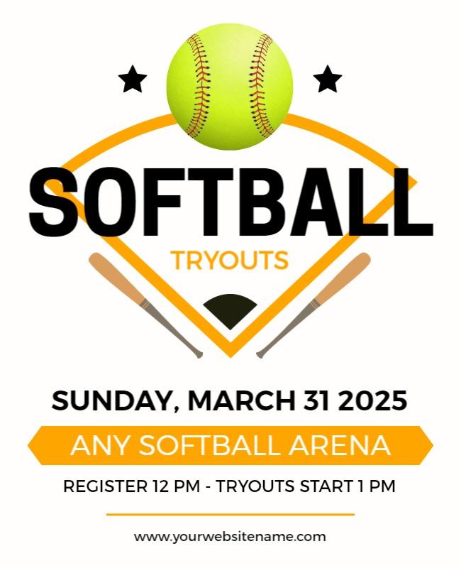 Vibrant Green Softball Tryouts Event Flyer Template