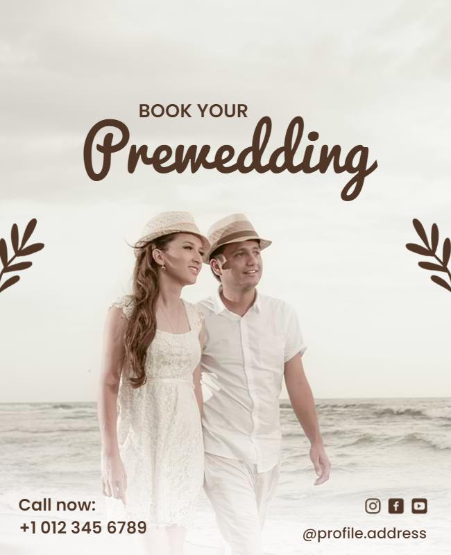 Romantic Beach Themed Premedding Reservation Poster Template