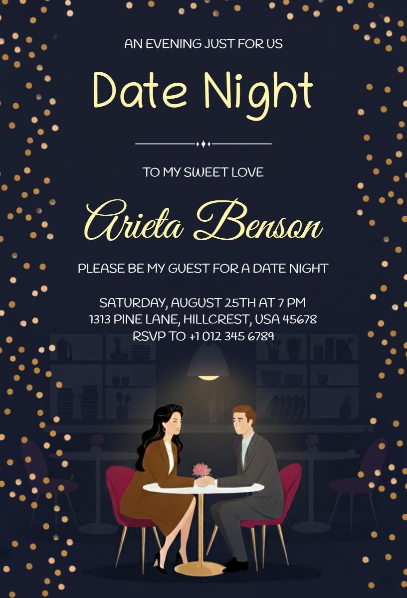 Romantic Candlelit Date Night Celebration Invitation Template