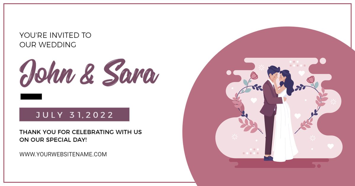 Romantic Couple Embrace with Floral Accents Wedding Banner Template