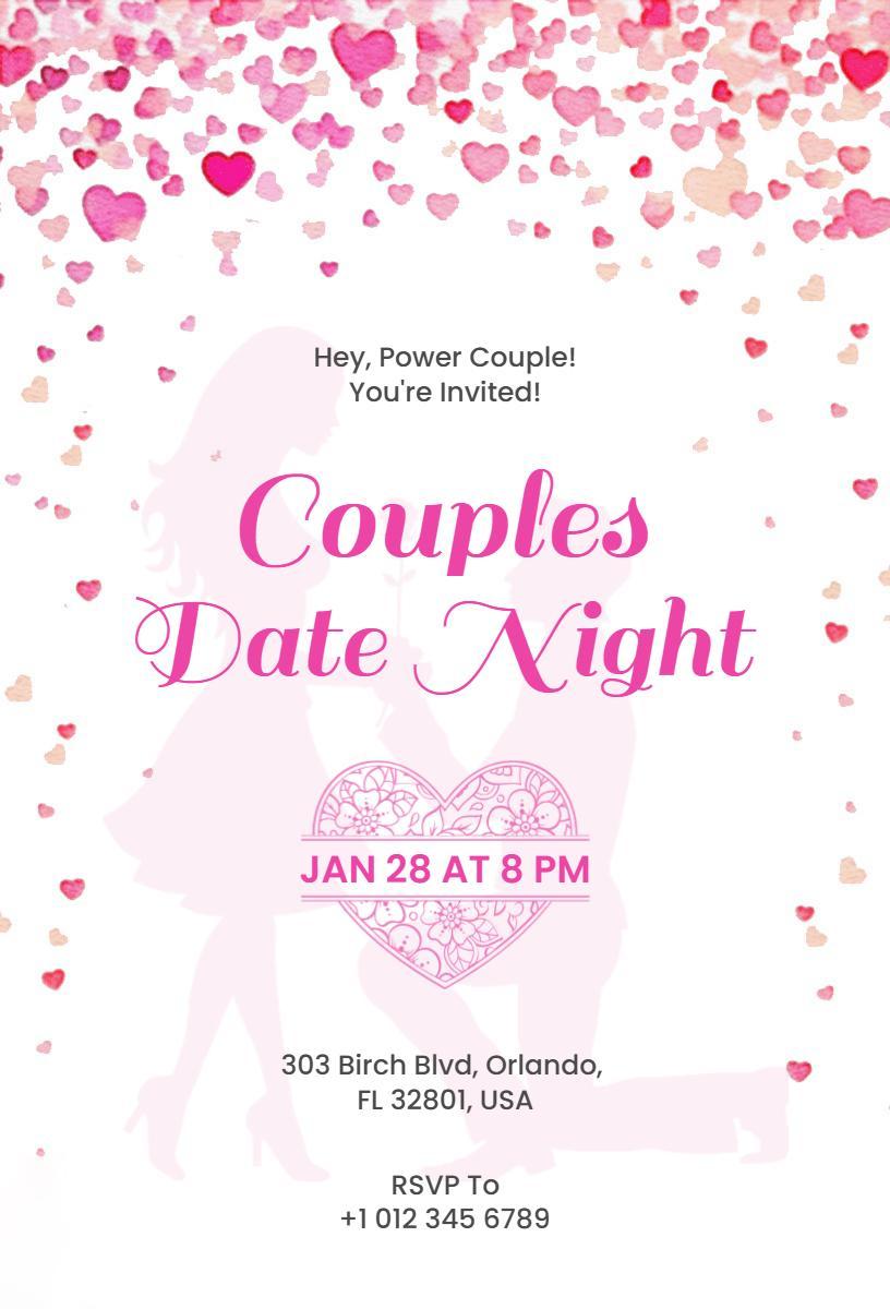 Romantic Couples Date Night Celebration Invitation Template