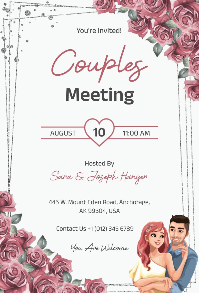 Romantic Couples Gathering Meeting Invitation Template