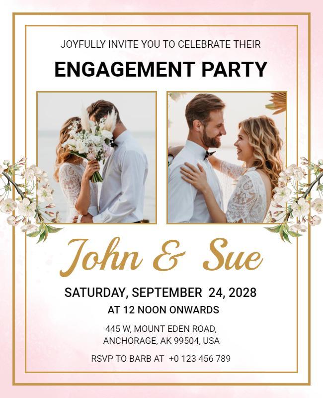 Romantic Engagement Celebration Invitation Flyer Template