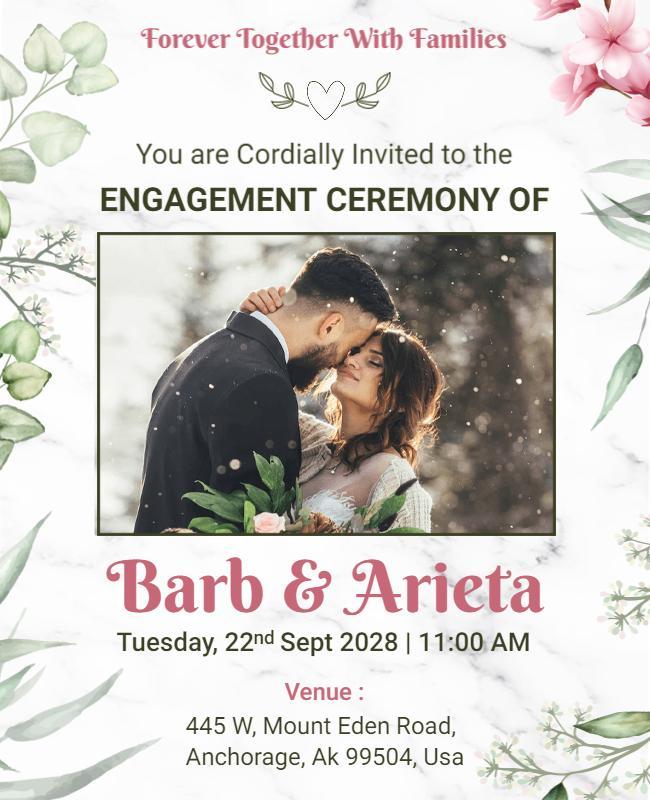 Romantic Engagement Ceremony Invitation Flyer Template