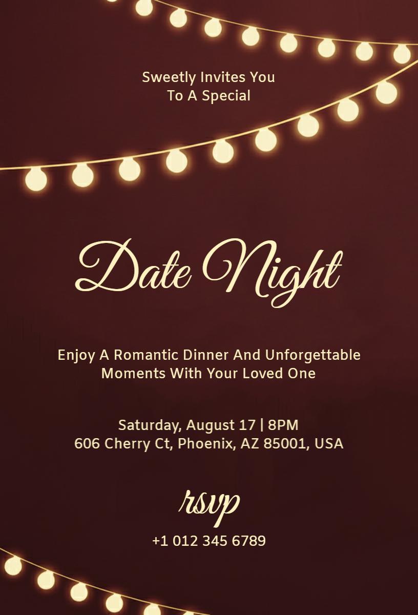 Romantic Evening Candlelight Date Night Invitation Template