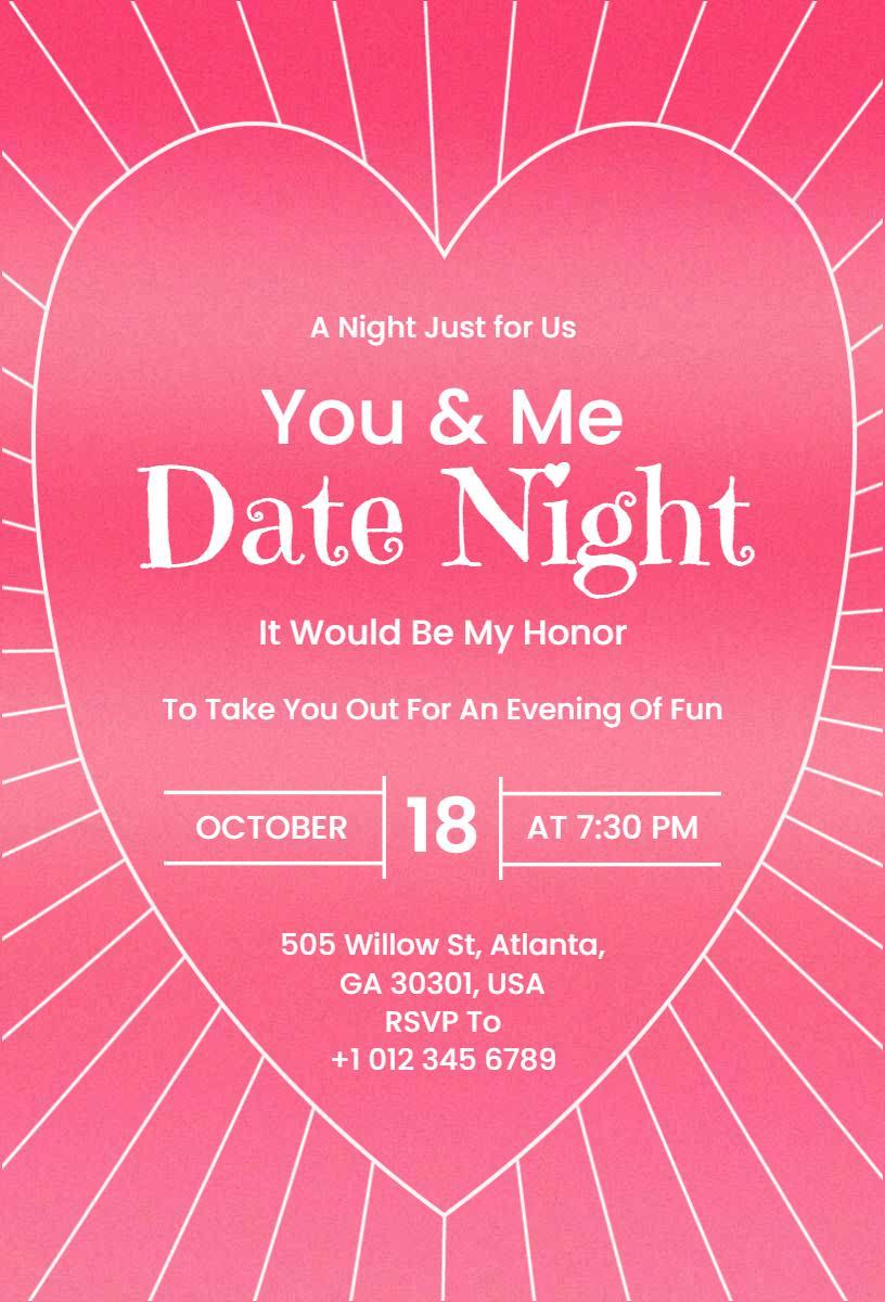 Romantic Evening You and Me Date Night Invitation Template