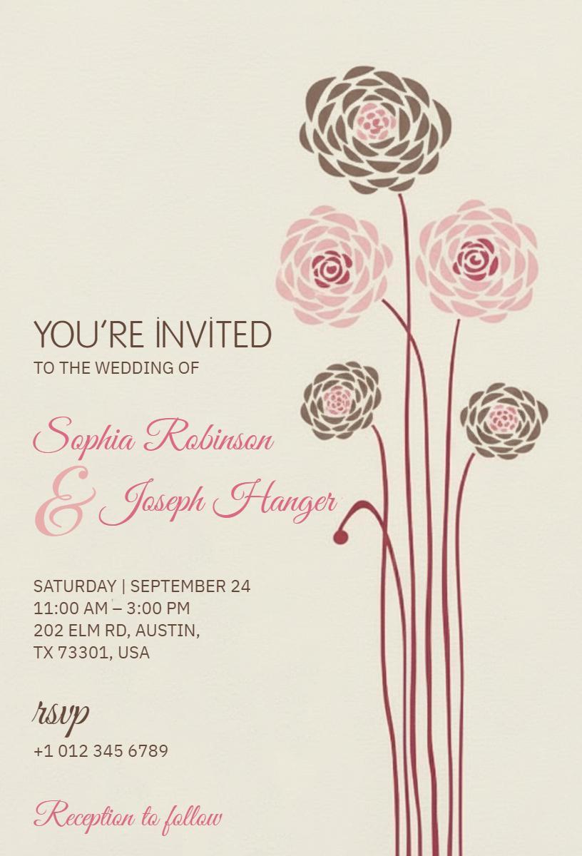 Romantic Floral Elegance Wedding Ceremony Invitation Template